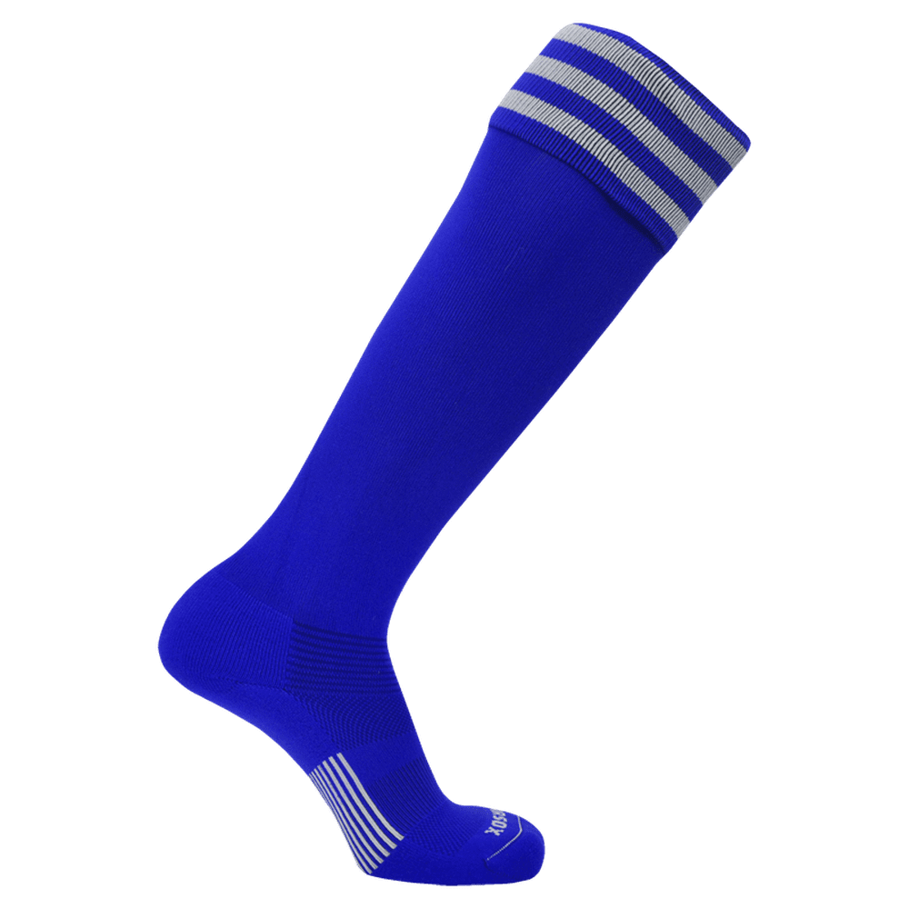 Pearsox Euro 3-Stripe Knee High Socks - Royal 3 White Stripes - HIT a Double