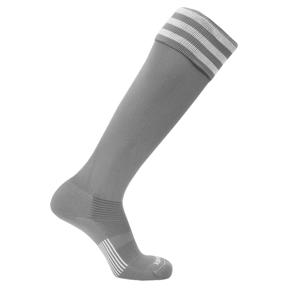 Pearsox Euro 3-Stripe Knee High Socks - Silver 3 White Stripes - HIT a Double