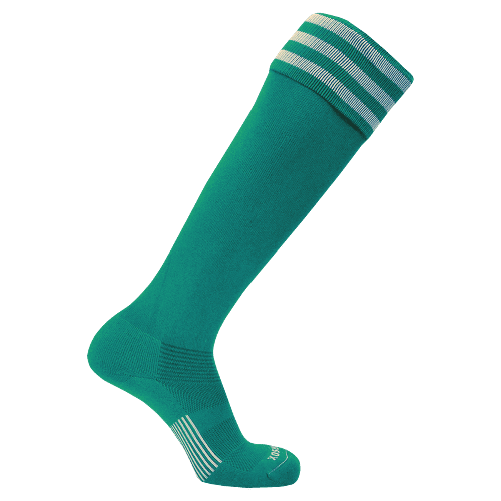 Pearsox Euro 3-Stripe Knee High Socks - Teal 3 White Stripes - HIT a Double