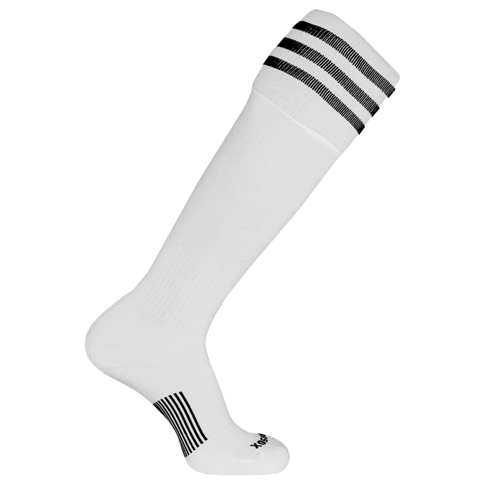 Pearsox Euro 3-Stripe Knee High Socks - White 3 Black Stripes - HIT a Double