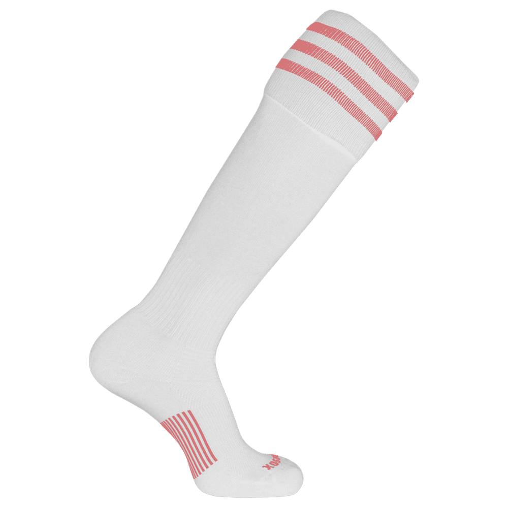 Pearsox Euro 3-Stripe Knee High Socks - White 3 Pink Stripes - HIT a Double