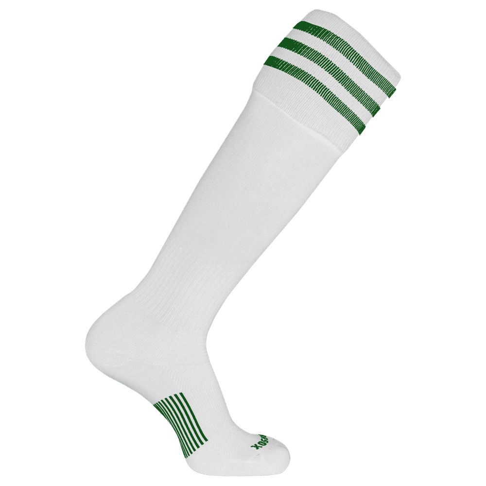 Pearsox Euro 3-Stripe Knee High Socks - White 3 Kelly Stripes - HIT a Double