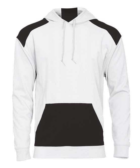 Badger Sport 2440 Breakout Performance Fleece Youth Hoodie - White Black - HIT a Double - 1