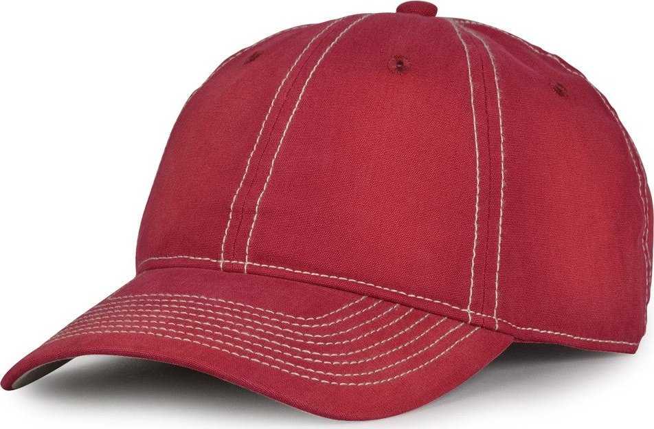 The Game GB439 Enzyme Washed Canvas Cap - Cardinal - HIT A Double