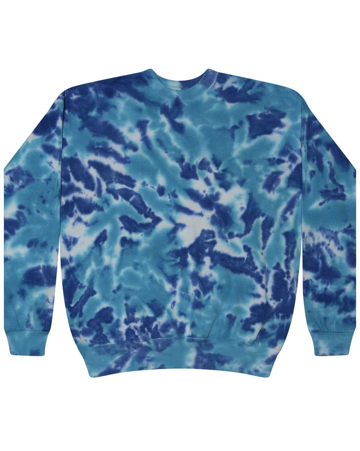 Colortone 8100 Tie-Dyed Fleece Crewneck Sweatshirt - Multi Blue - HIT a Double - 1