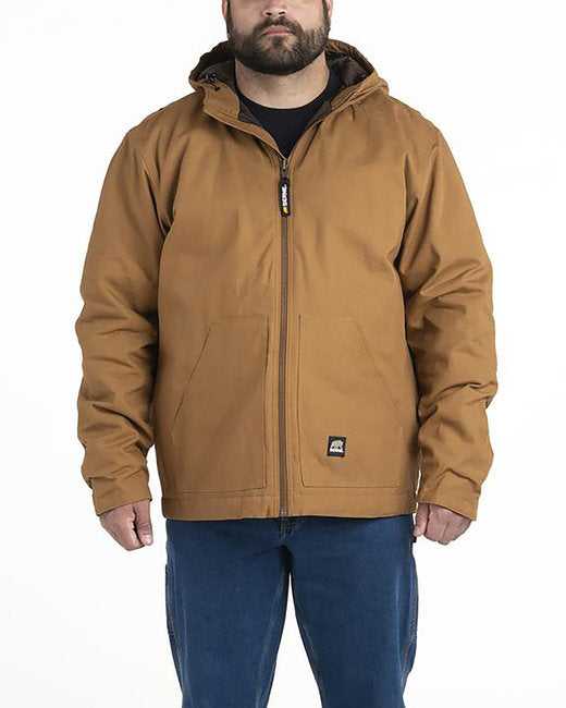 Berne HJ65T Men&#39;s Tall Heritage Duck Hooded Jacket - Brown Duck - HIT a Double