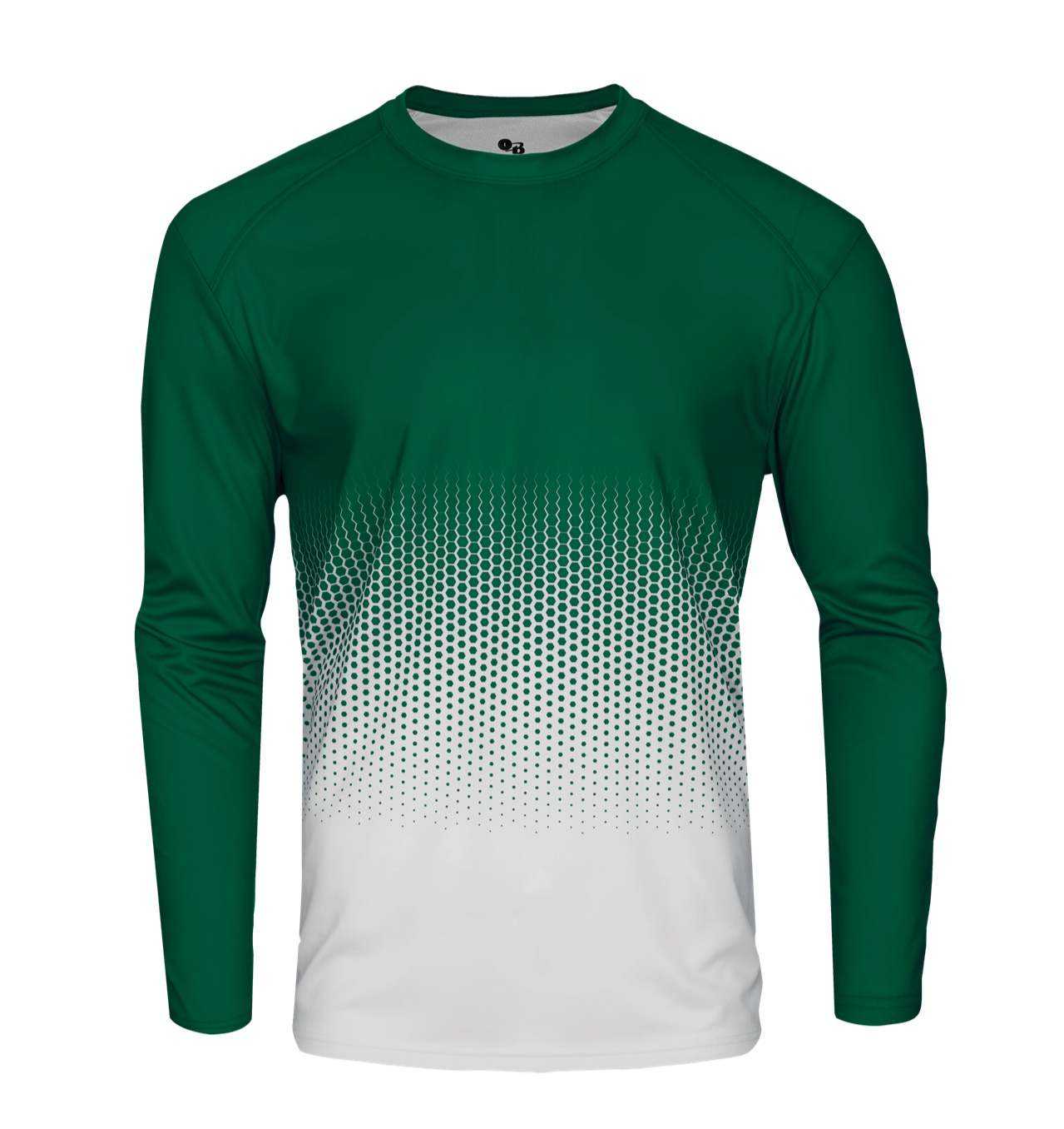 Badger Sport 4224 Hex Long Sleeve Tee - Forest Hex - HIT a Double - 1
