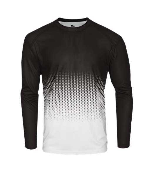Badger Sport 2224 Hex Youth Long Sleeve Tee - Black Hex - HIT a Double - 1