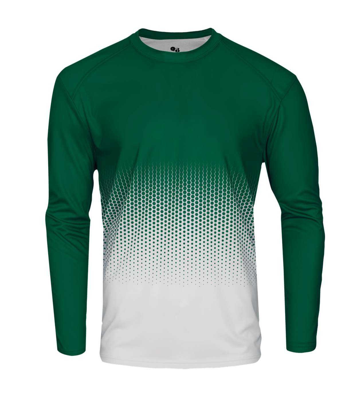 Badger Sport 2224 Hex Youth Long Sleeve Tee - Forest Hex - HIT a Double - 1