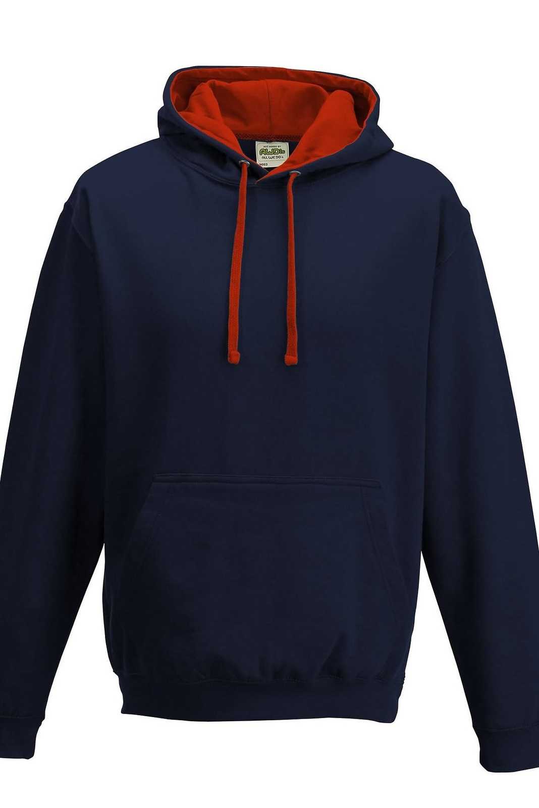 Just Hoods JHA003 Varsity Contrast Hoodie - French Navy Fire Red - HIT a Double