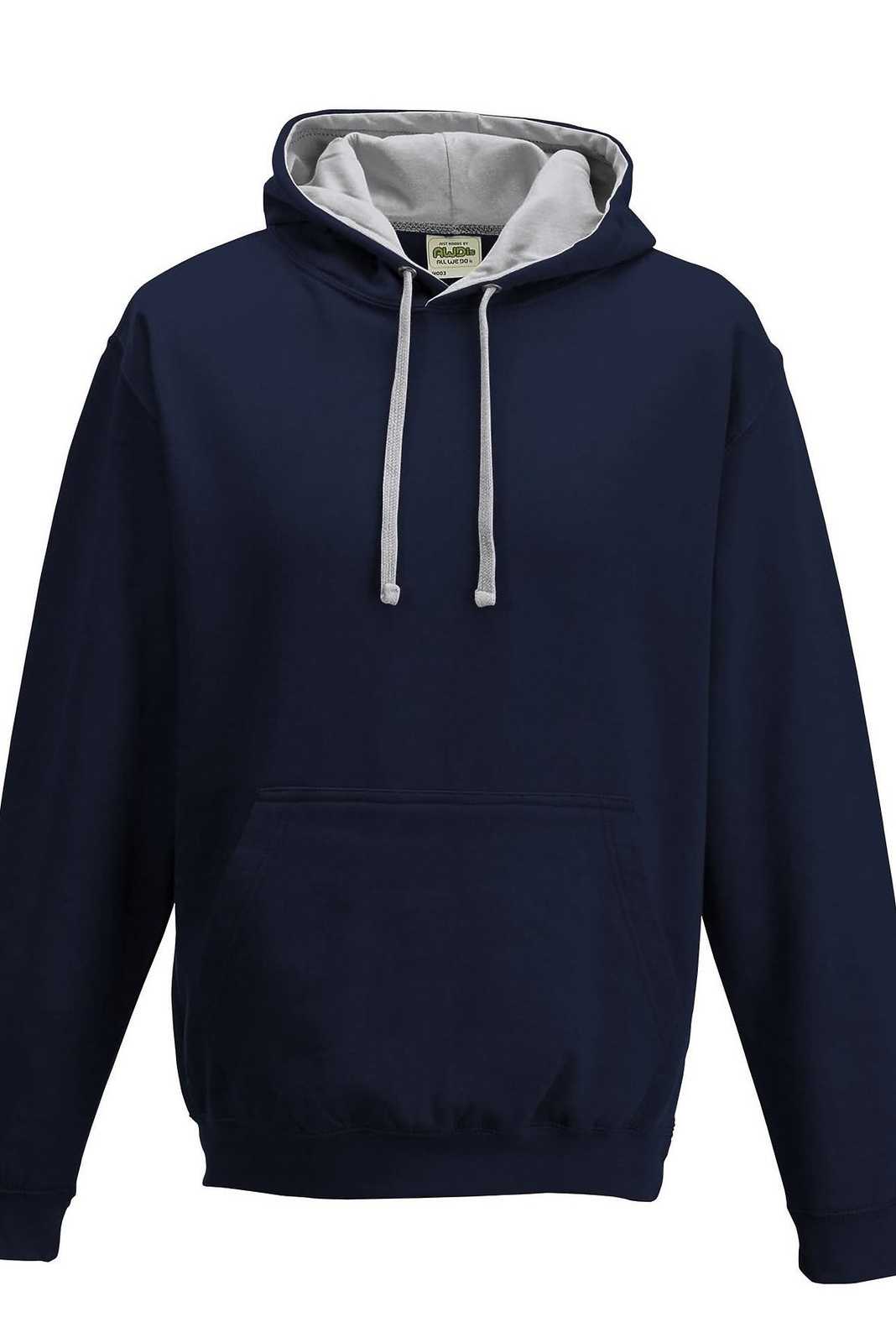 Just Hoods JHA003 Varsity Contrast Hoodie - French Navy Heather Gray - HIT a Double