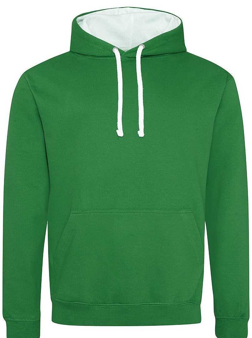 Just Hoods JHA003 Varsity Contrast Hoodie - Kelly Green Arctic White - HIT a Double