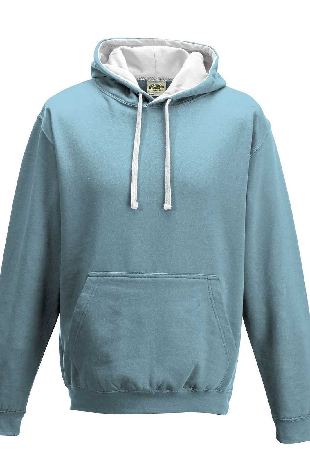 Just Hoods JHA003 Varsity Contrast Hoodie - Sky Blue Arctic White - HIT a Double
