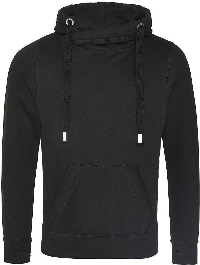 Just Hoods JHA021 Cross Neck Hoodie - Jet Black - HIT a Double