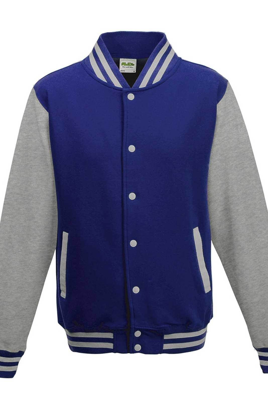 Just Hoods JHY043 Youth Letterman Jacket - Royal Blue Heather Gray - HIT a Double