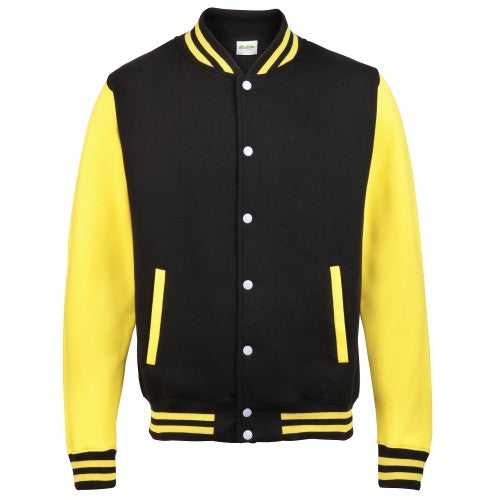XL Woolen Fleece Full Sleeves Yellow & Black Varsity Jacket