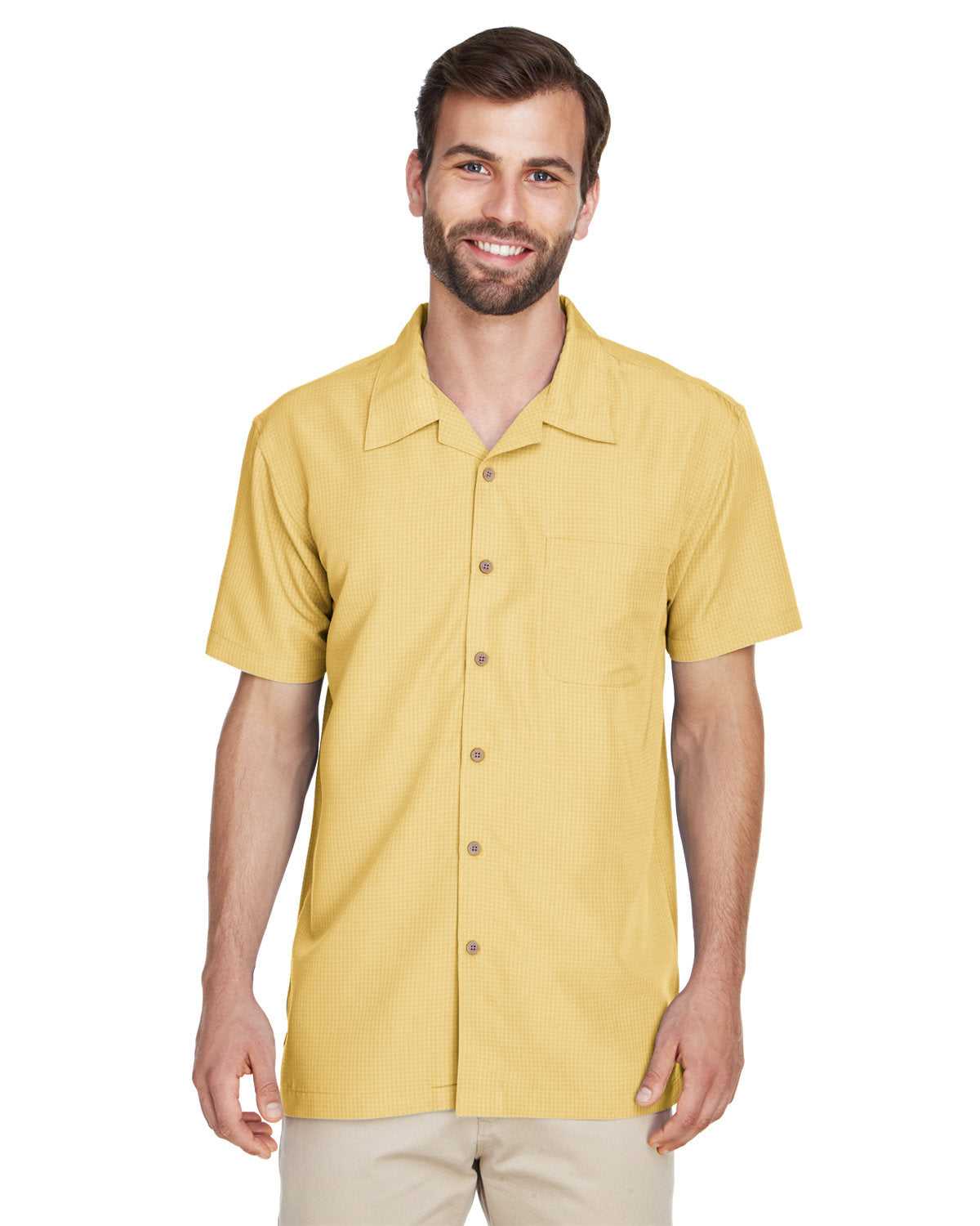 Harriton M560 Men's Barbados Textured Camp Shirt - Pineapple - HIT a Double - 1