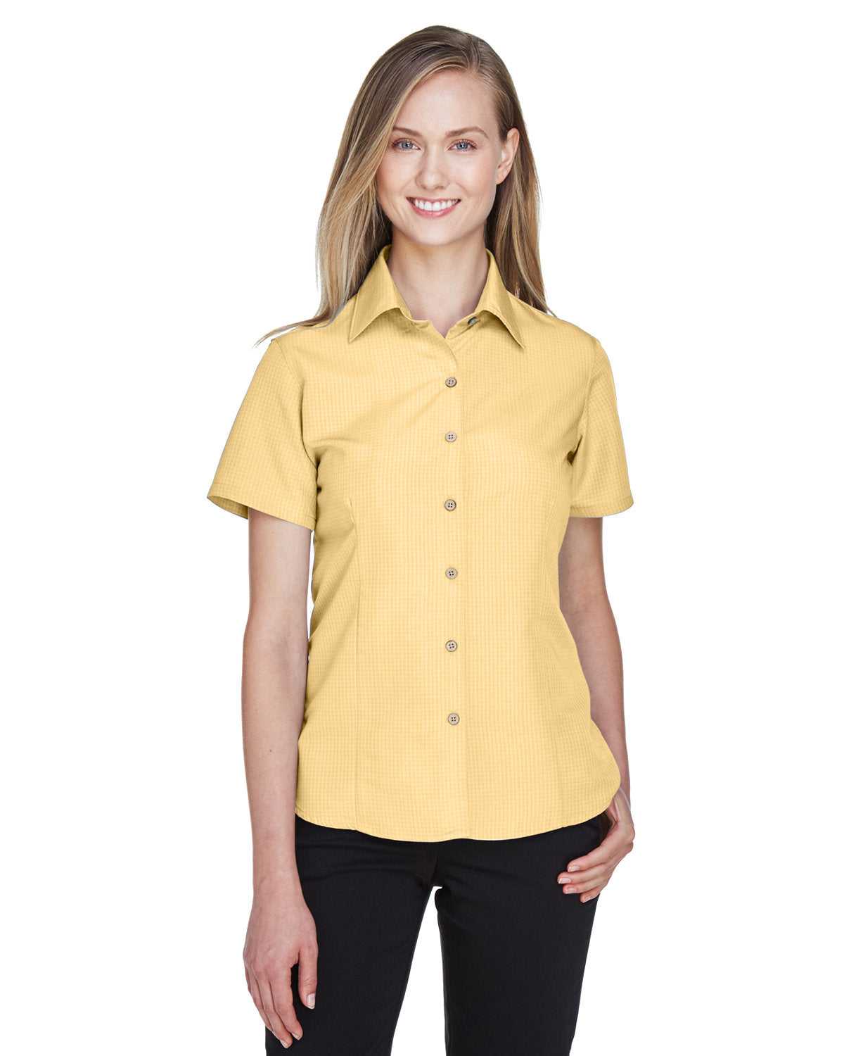 Harriton M560W Ladies&#39; Barbados Textured Camp Shirt - Pineapple - HIT a Double - 1