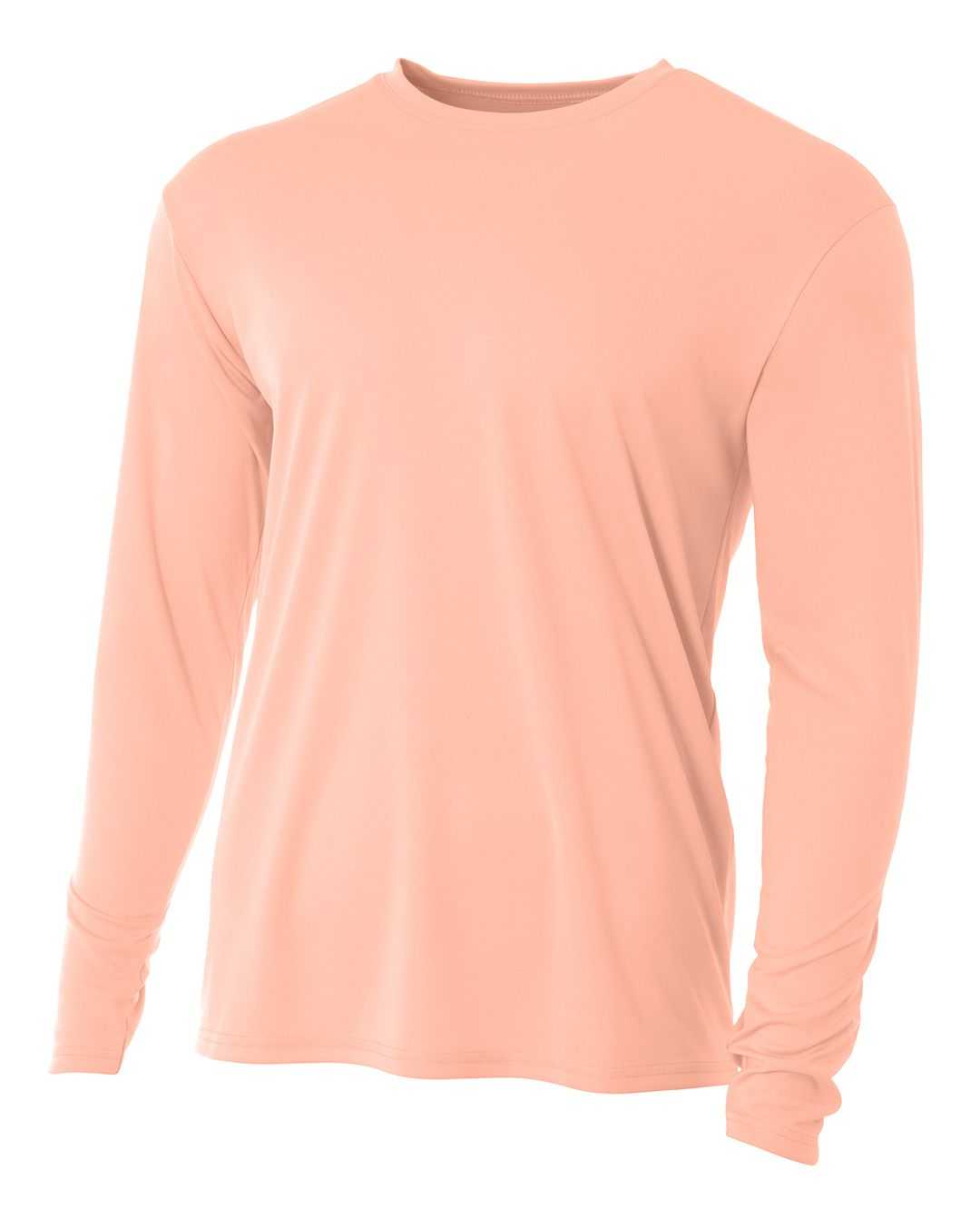 A4 N3165 Men&#39;S Cooling Performance Long Sleeve T-Shirt - Samon - HIT a Double - 1