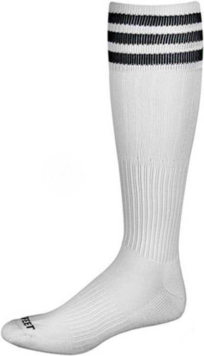 Pro Feet 268 3 Stripe Soccer Socks - White Black - HIT a Double