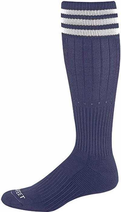 Pro Feet 268 3 Stripe Soccer Socks - Navy White - HIT a Double
