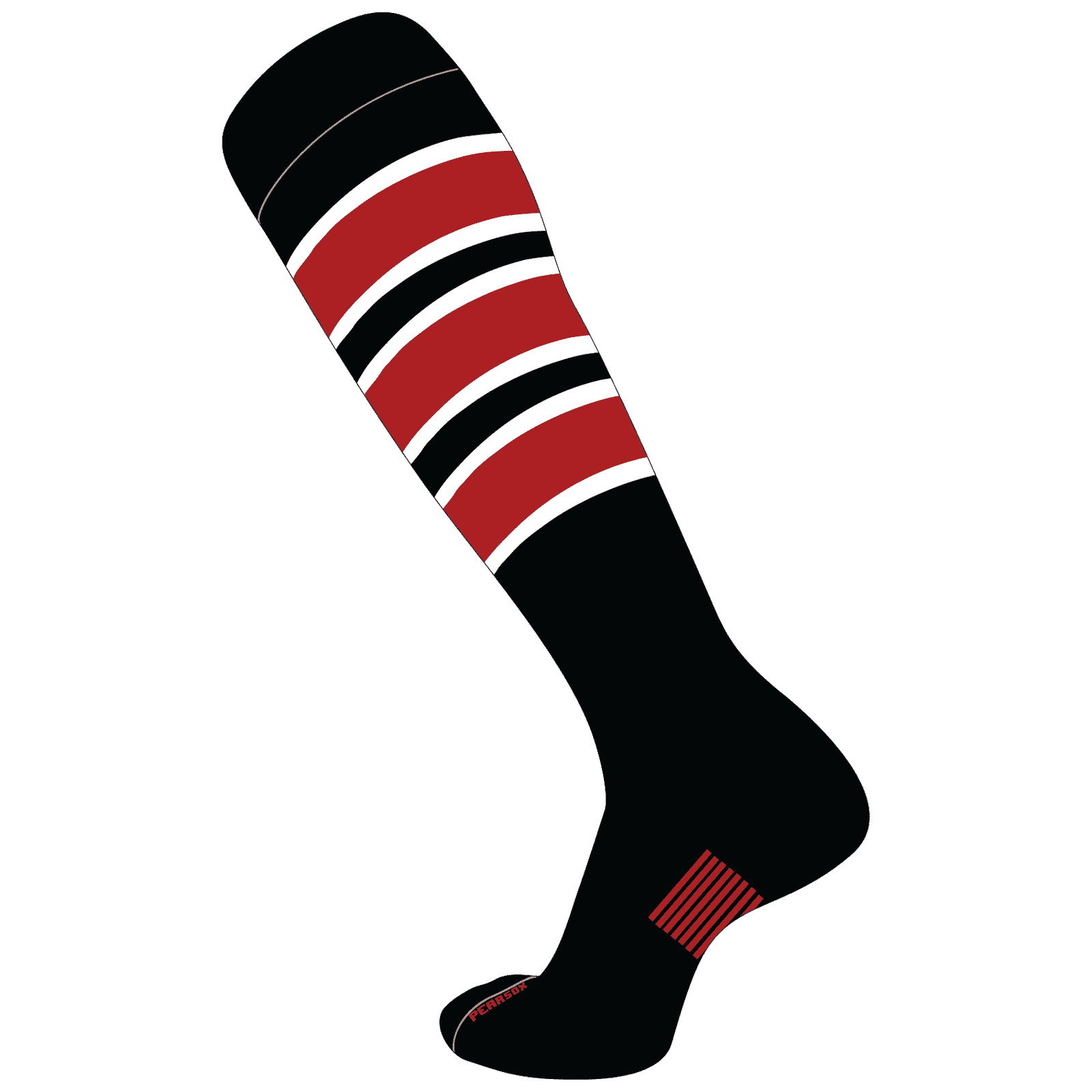Pearsox Slugger Knee High Socks - Black Scarlet White - HIT a Double
