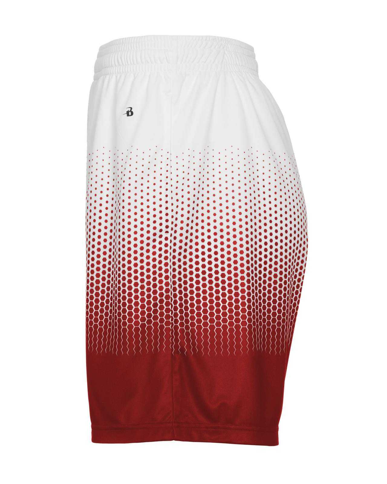 Badger Sport 4221 Hex 2.0 Short - Red White - HIT a Double - 1