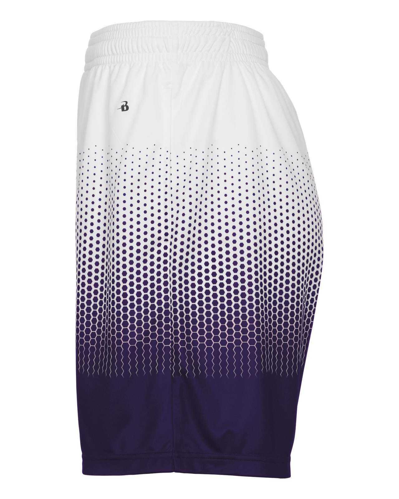 Badger Sport 2221 Hex 2.0 Youth Short - Purple White - HIT a Double - 1