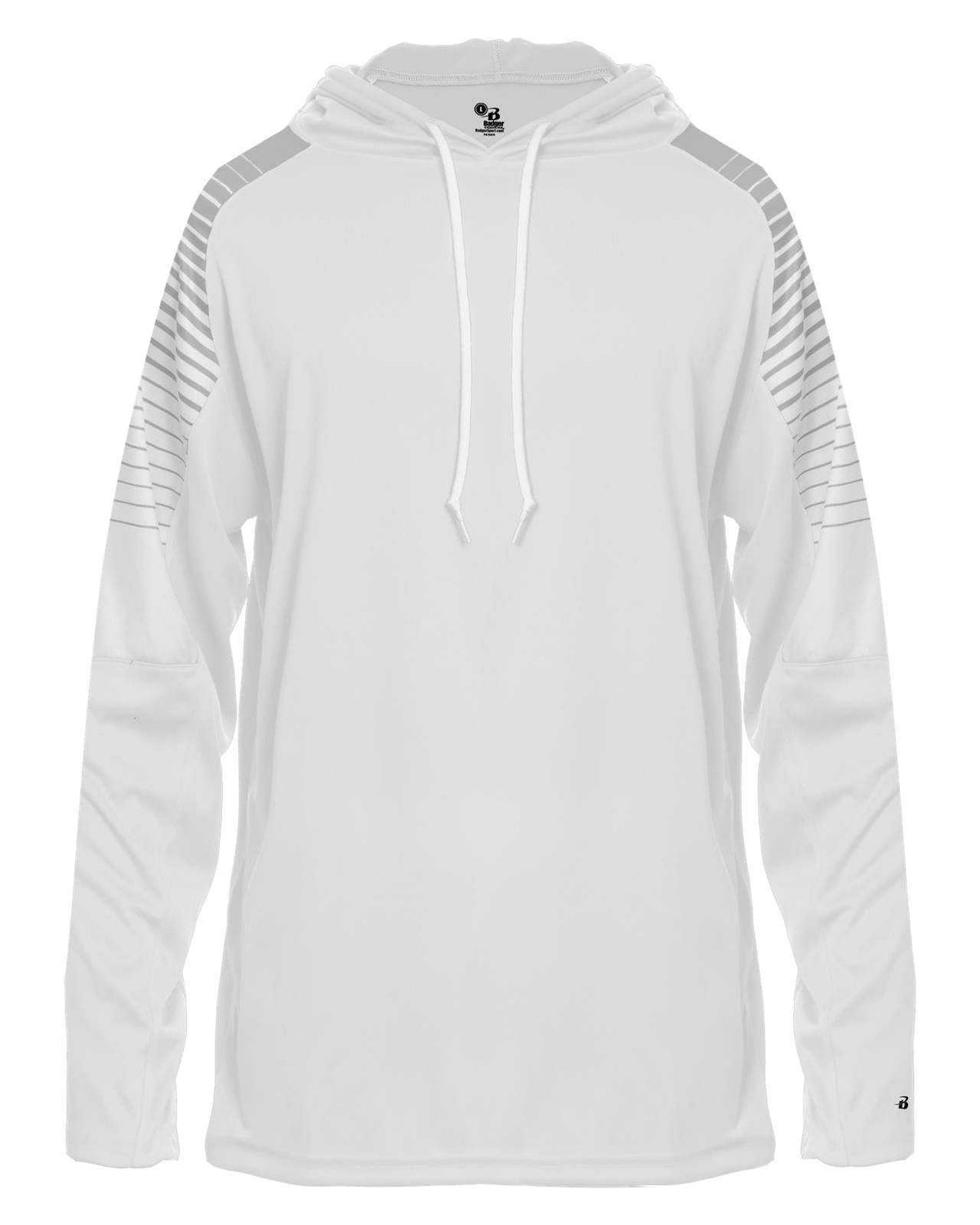 Badger Sport 4211 Lineup Hoodie Tee - White Silver - HIT a Double - 1