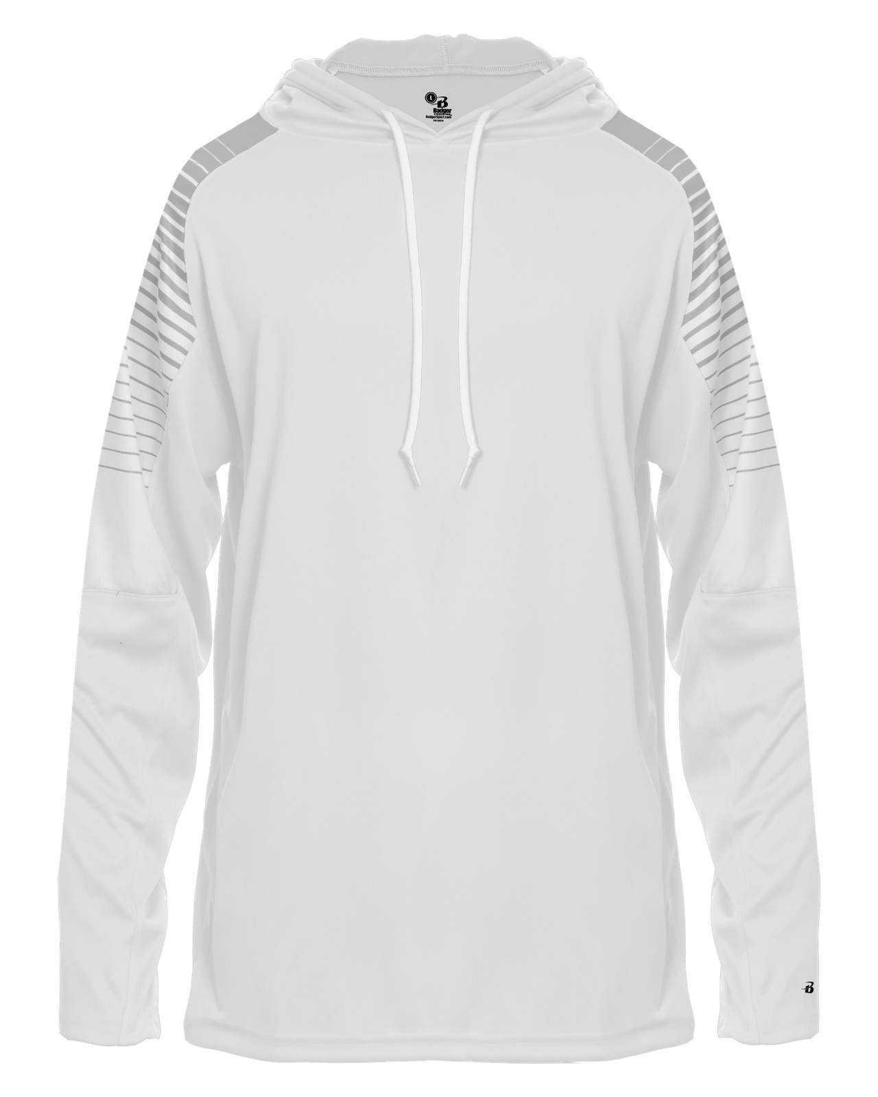 Badger Sport 4211 Lineup Hoodie Tee - White Silver - HIT a Double - 1