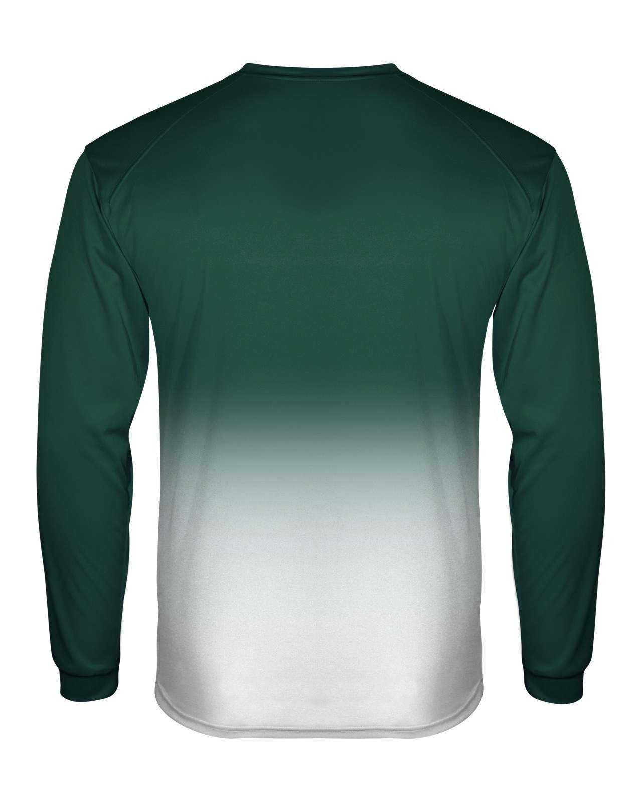 Badger Sport 2204 Ombre Long sleeve Youth Tee - Forest White - HIT a Double - 1