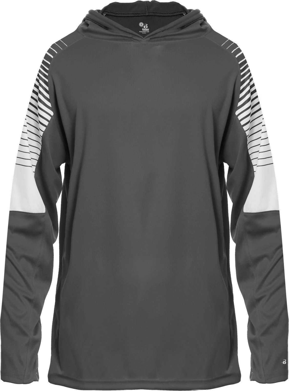 Badger Sport 2211 Lineup Youth Hoodie Tee - Graphite - HIT a Double - 1