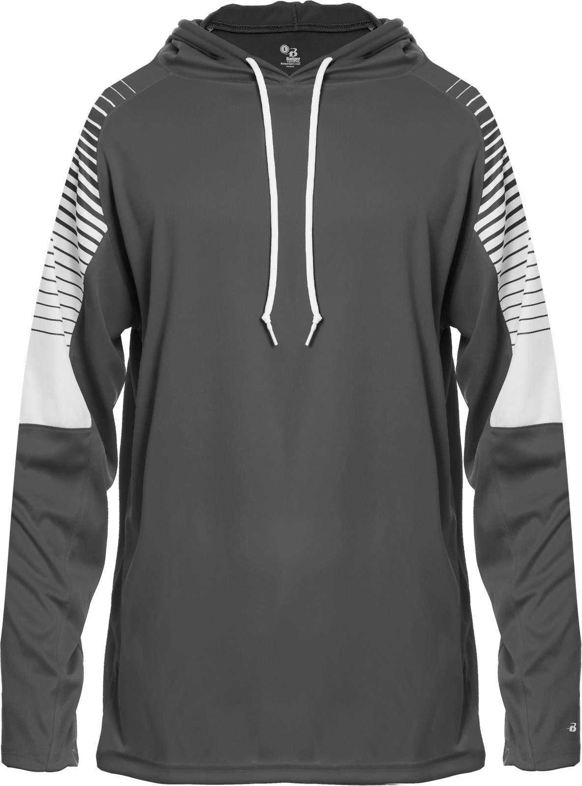 Badger Sport 4211 Lineup Hoodie Tee - Graphite - HIT a Double - 1