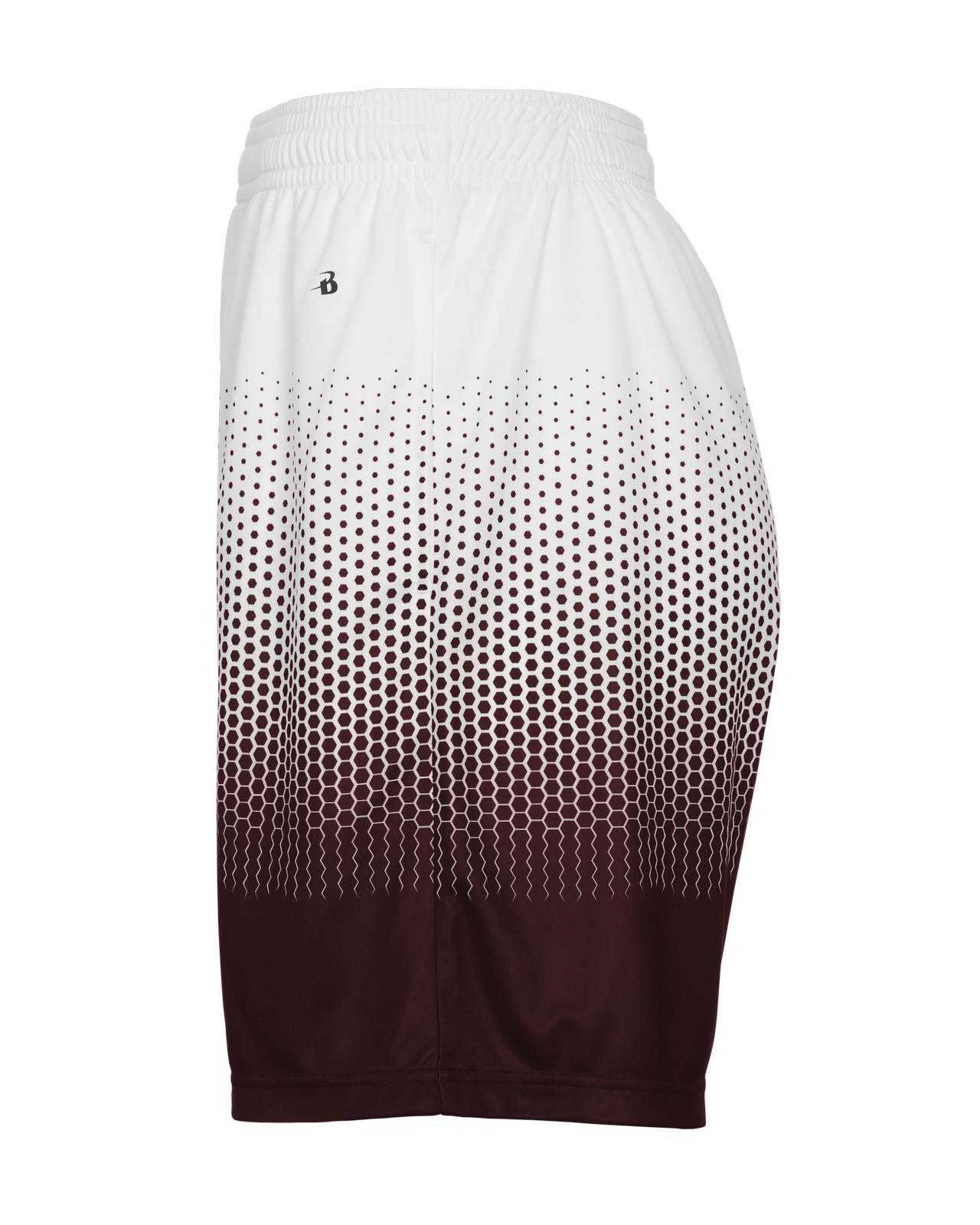 Badger Sport 2221 Hex 2.0 Youth Short - Maroon White - HIT a Double - 1