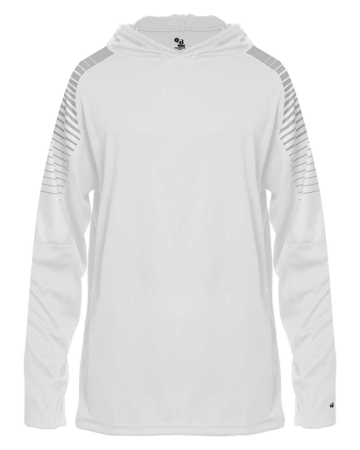 Badger Sport 2211 Lineup Youth Hoodie Tee - White Silver - HIT a Double - 1