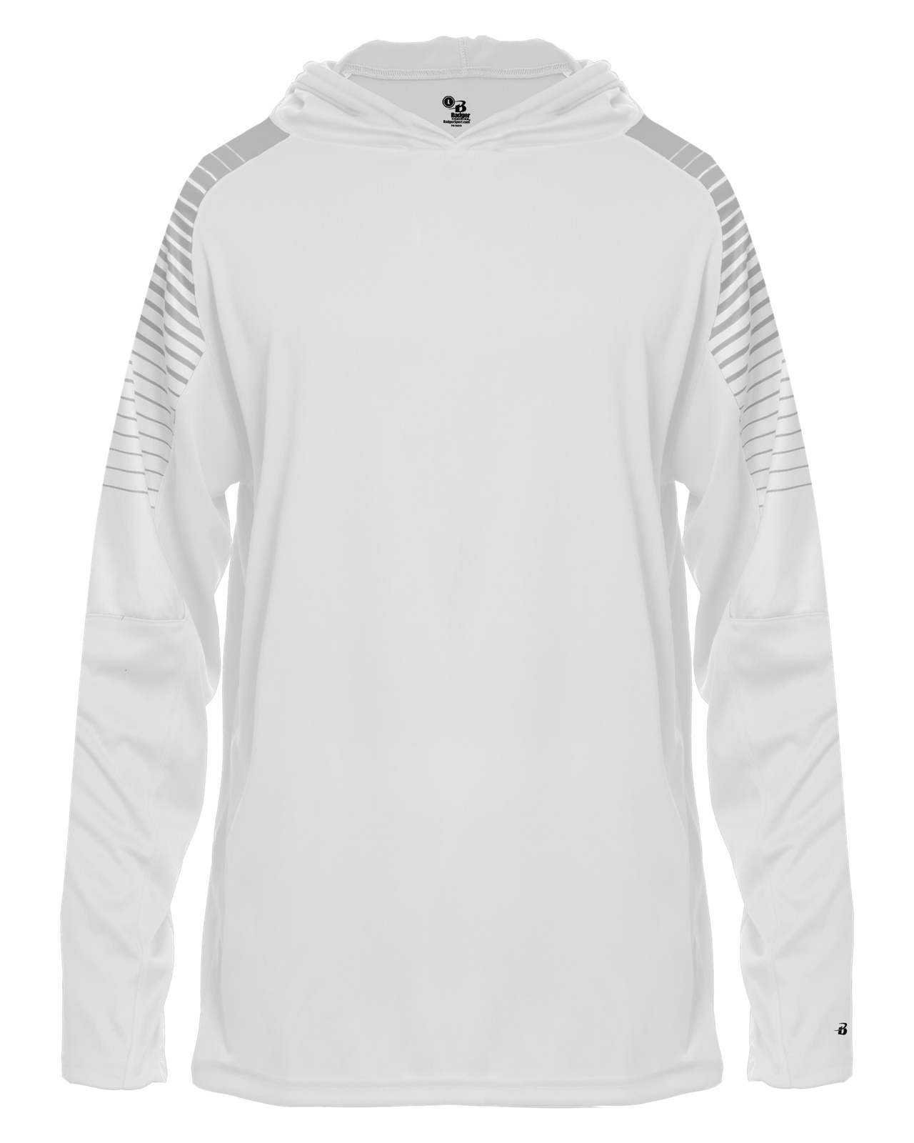 Badger Sport 2211 Lineup Youth Hoodie Tee - White Silver - HIT a Double - 1