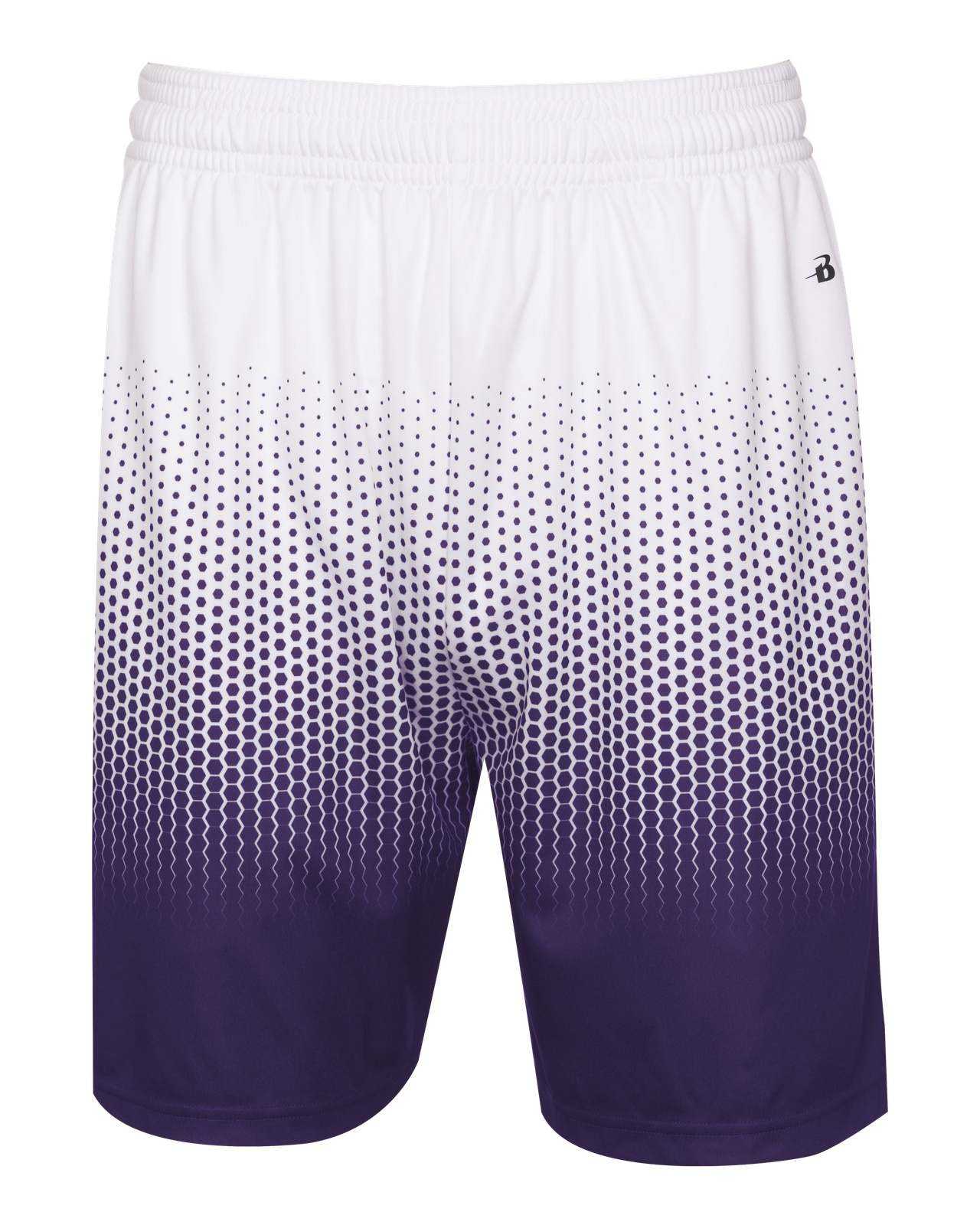 Badger Sport 2221 Hex 2.0 Youth Short - Purple White - HIT a Double - 1