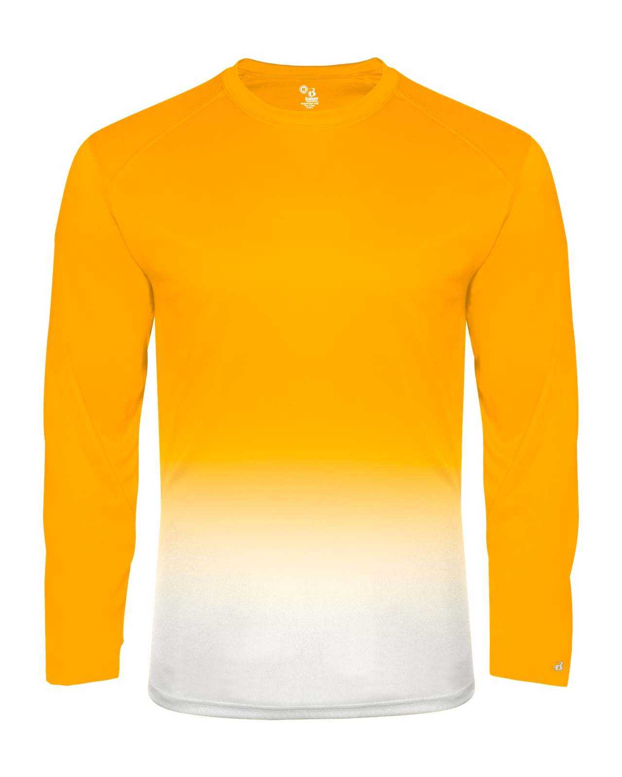 Badger Sport 2204 Ombre Long sleeve Youth Tee - Gold White - HIT a Double - 1
