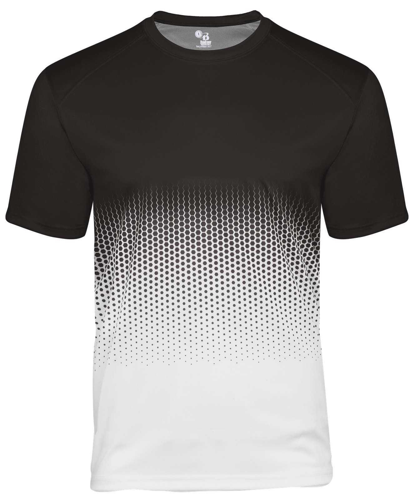 Badger Sport 4220 Hex 2.0 Tee - Black White - HIT a Double - 1