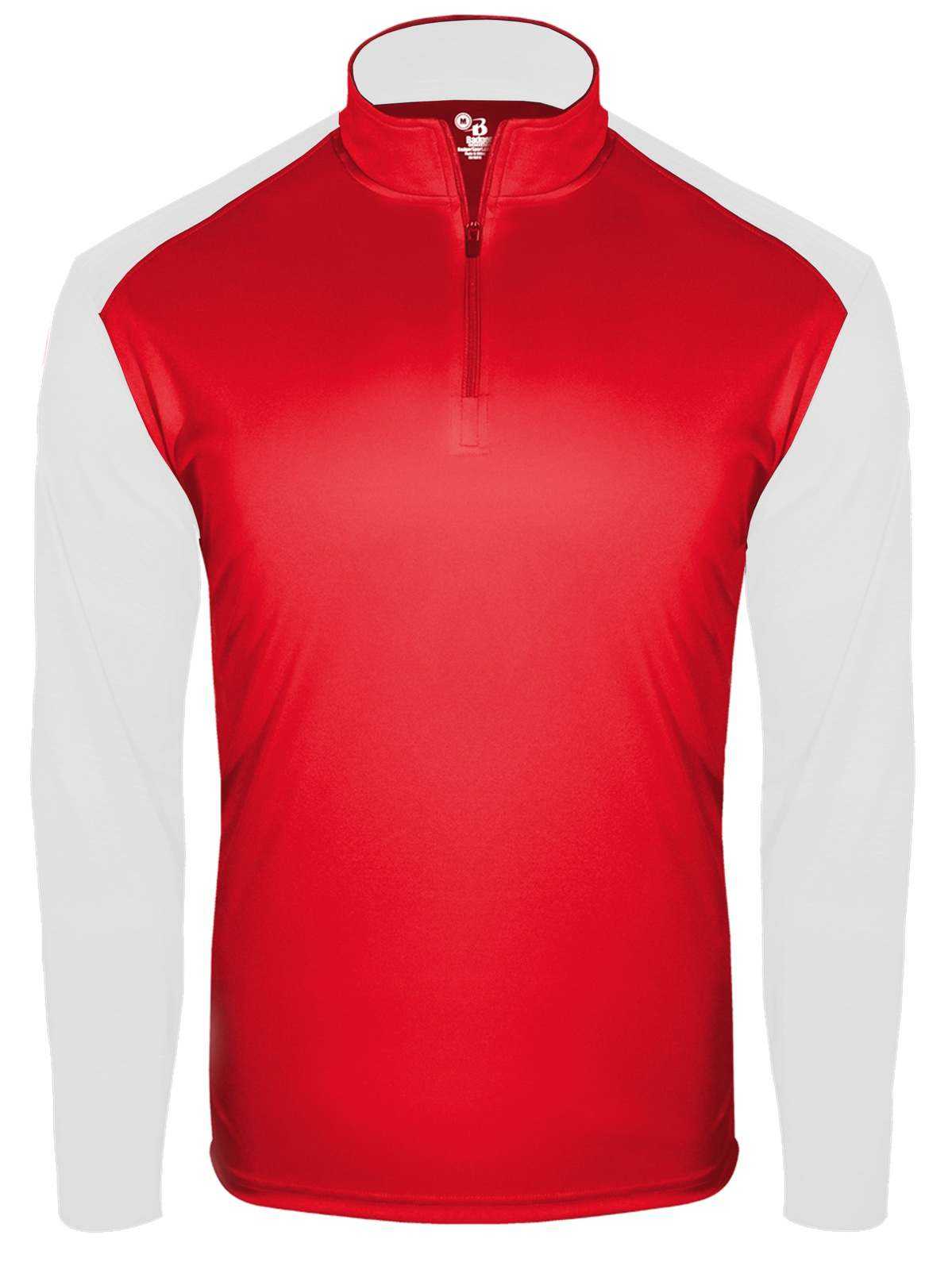 Badger Sport 4231 Breakout 1/4 Zip - Red White - HIT a Double - 1