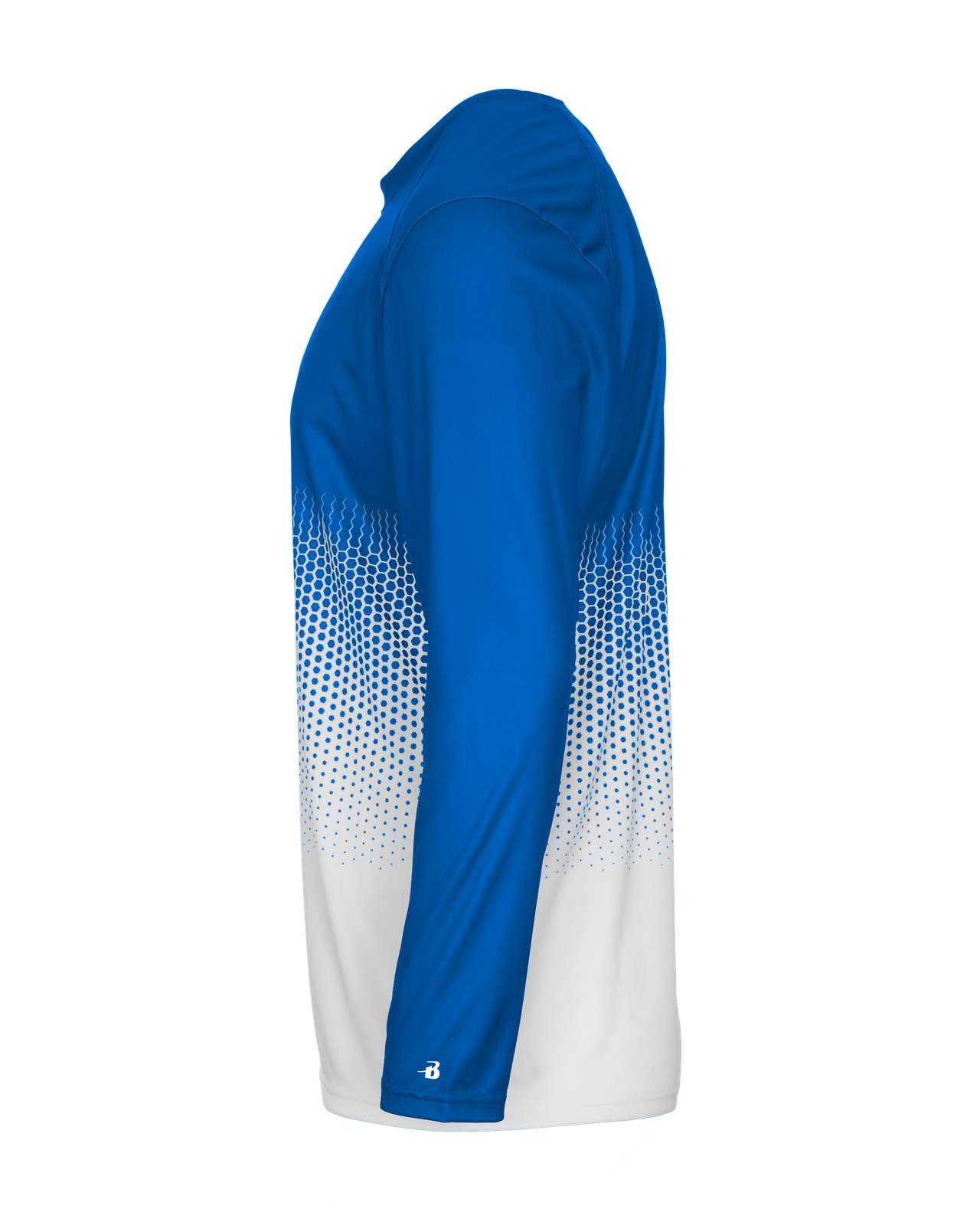 Badger Sport 4224 Hex Long Sleeve Tee - Royal Hex - HIT a Double - 1