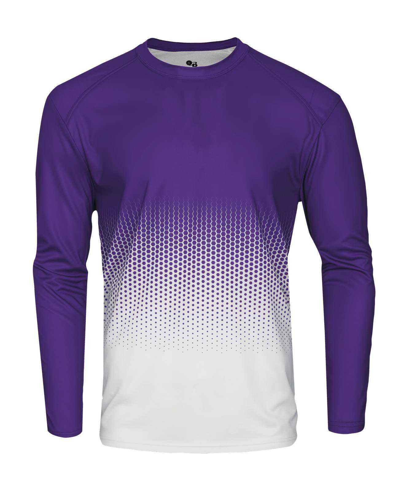 Badger Sport 2224 Hex Youth Long Sleeve Tee - Purple Hex - HIT a Double - 1