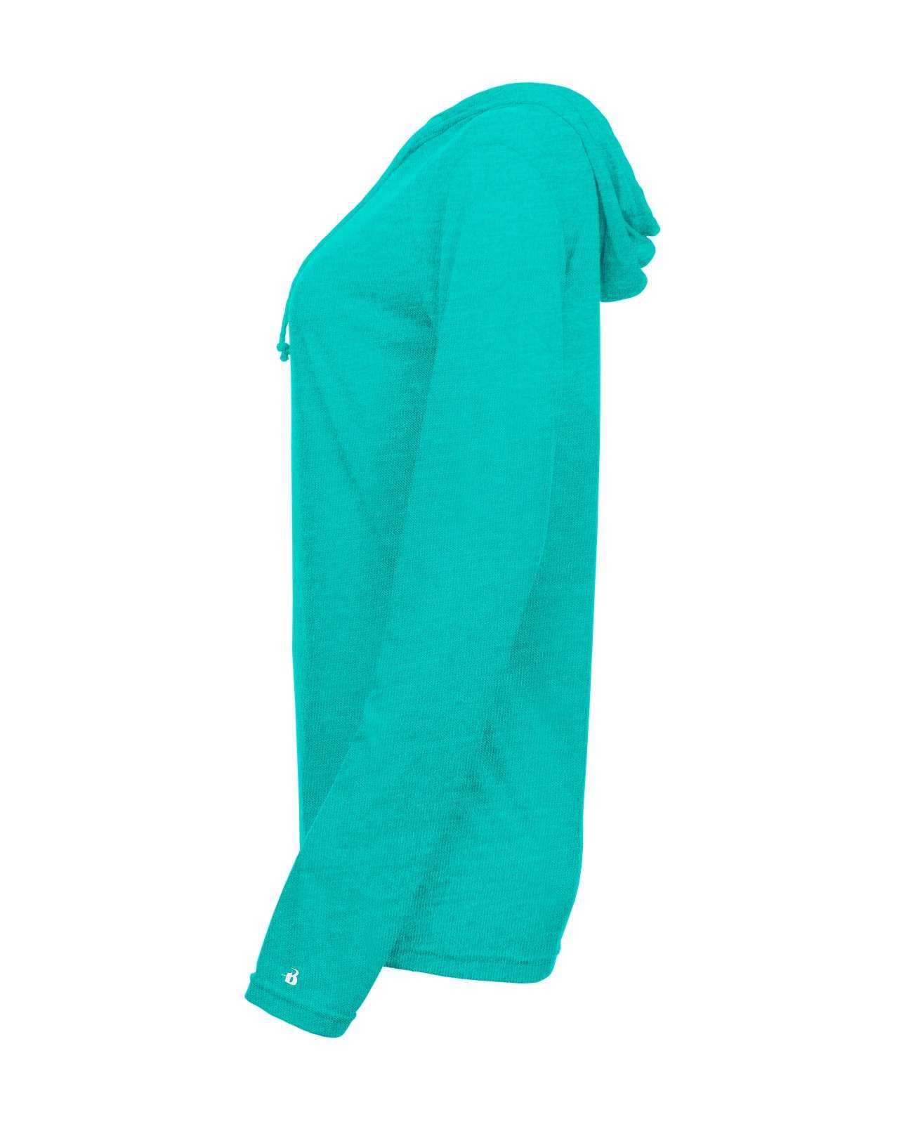 Badger Sport 496500 Tri-Blend Surplice Women's Hoodie Tee - Turquoise - HIT a Double - 1