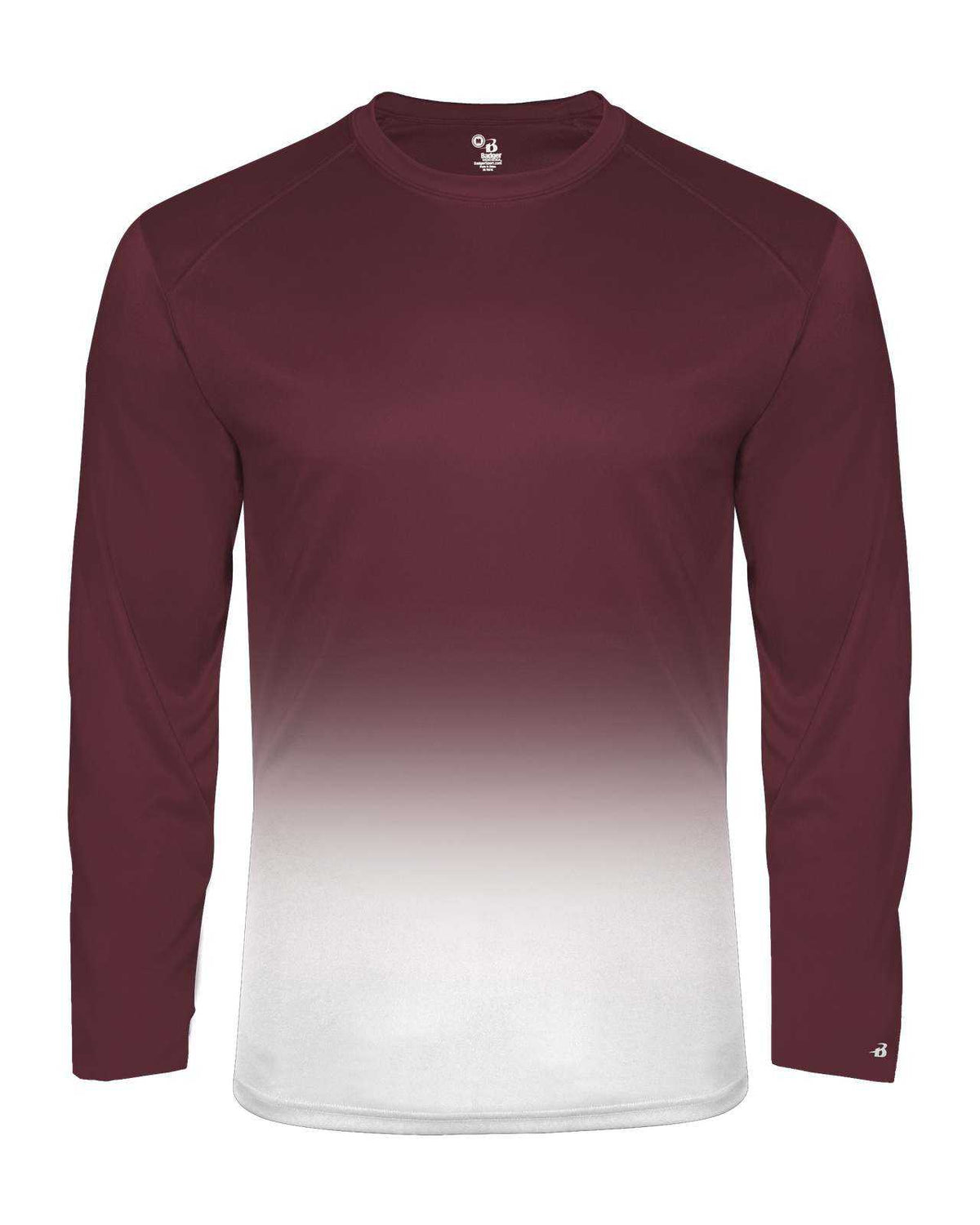Badger Sport 2204 Ombre Long sleeve Youth Tee - Maroon White - HIT a Double - 1
