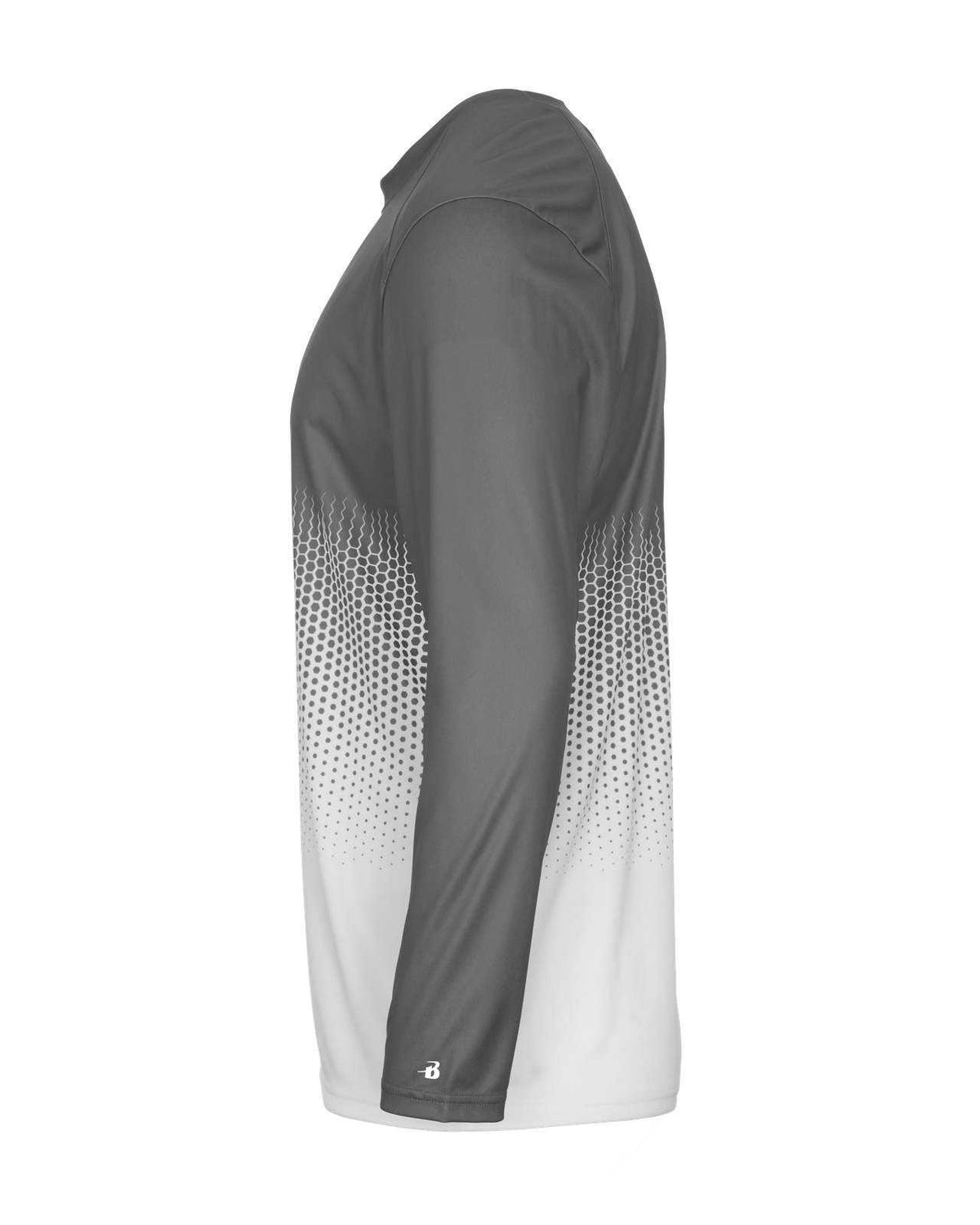 Badger Sport 4224 Hex Long Sleeve Tee - Graphite Hex - HIT a Double - 2